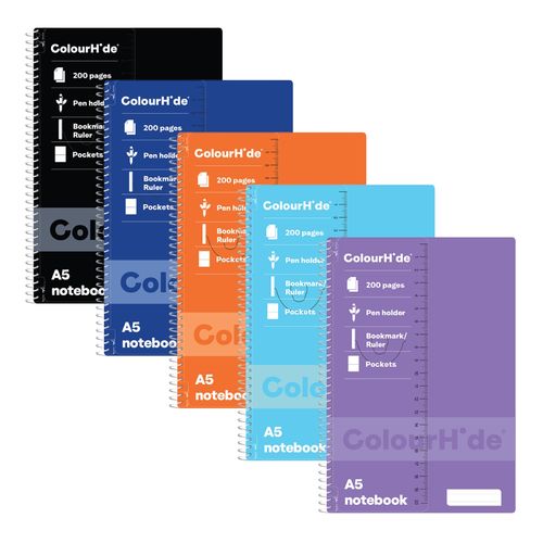 Colourhide Spiral Notebook A5 200 Page Assorted Colours
