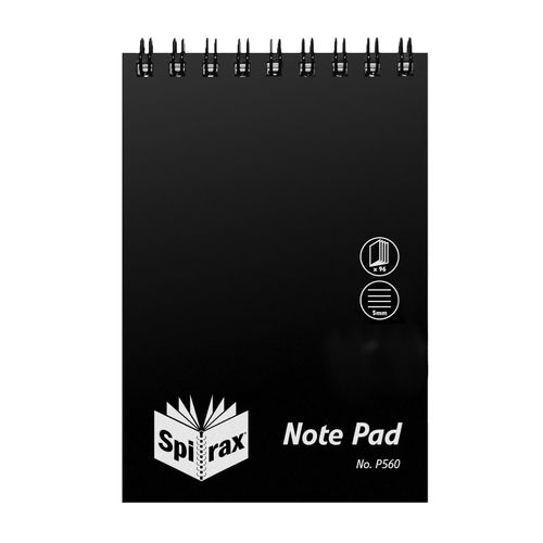 Spirax P560 Notebook 112x77mm 96 Page PP Black T/O