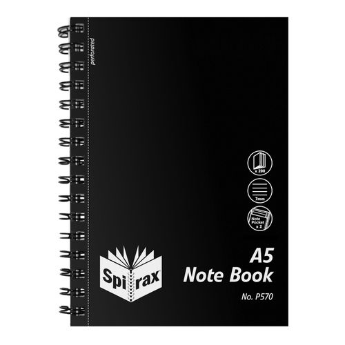 Spirax P570 A5 Notebook with 200 Pages PP Black