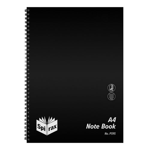 Spirax P595 Notebook A4 120 Page PP Black S/O
