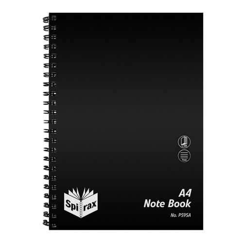Spirax P595A Notebook A4 240 Page PP Black S/O