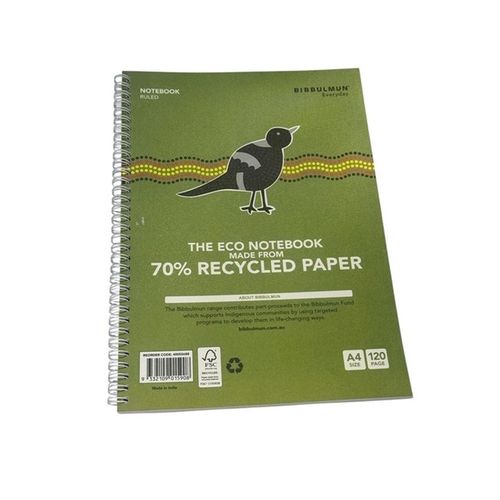 Bibbulmun Everyday A4 Wiro-Bound Notebook 120 page 70% Recycled Ruled Paper