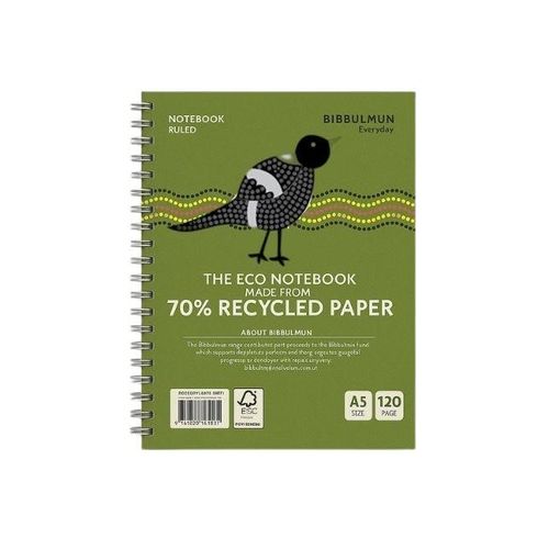 Bibbulmun Everyday A5 Wiro-Bound Notebook 120 Ruled Pages 70% Recycled Paper
