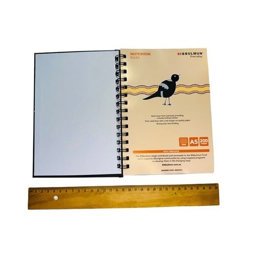 Bibbulmun Hardcover A5 size Notebook 200page 7mm Ruled Recycled Paper Twin Spiral Wiro Binding