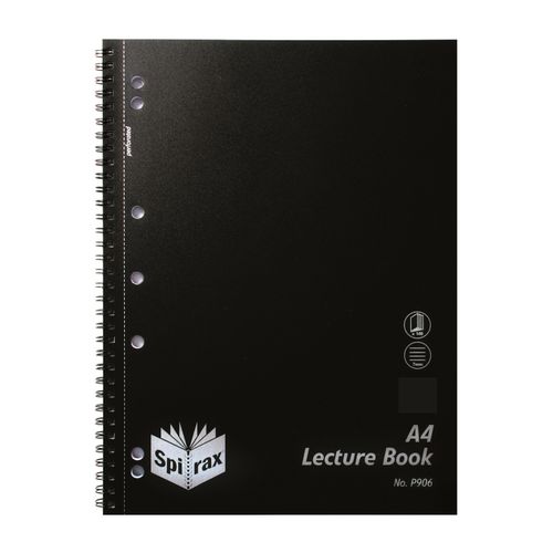 Spirax P906 Lecture Notebook A4 140 Page PP Black S/O