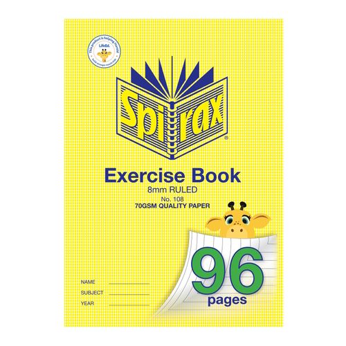 Spirax Exercise Book A4 8mm Ruled With Margin Stapled 96 Page