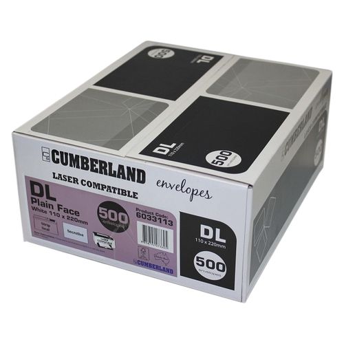 Cumberland Envelope Secretive 90gsm DL 110x220mm White Box 500