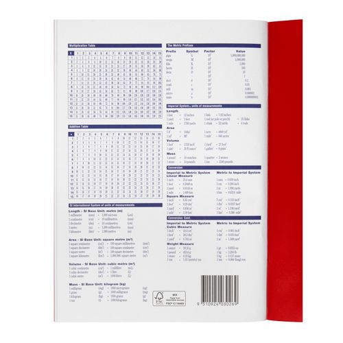 Spirax Book Graph A4 10mm With Margin Stapled 48 Page PP Cover 56130P