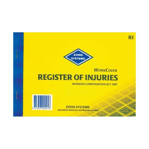 Zions Book Register Of Injuries NSW