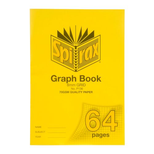 Spirax Graph Book A4 8mm With Margin Stapled 64 Page PP Cover