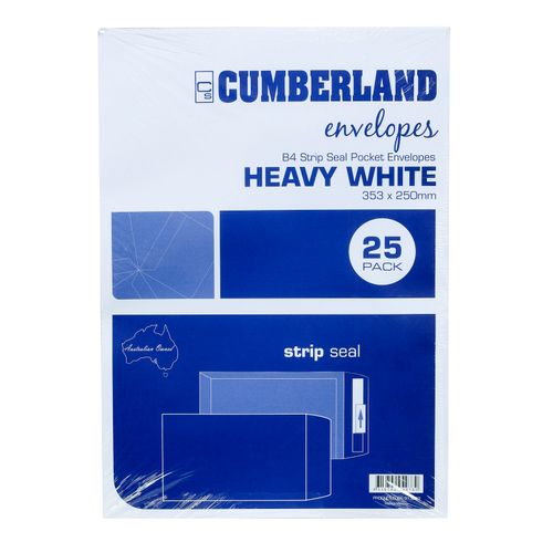 Cumberland Envelope B4 353x250mm Peel & Seal Pocket White Pack 25