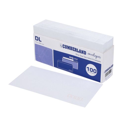 Cumberland Envelope DL 110x220mm Peel & Seal Secretive White Box 100