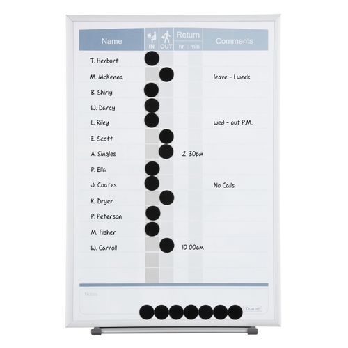 Quartet Planner Board Matrix In/Out 280x410mm