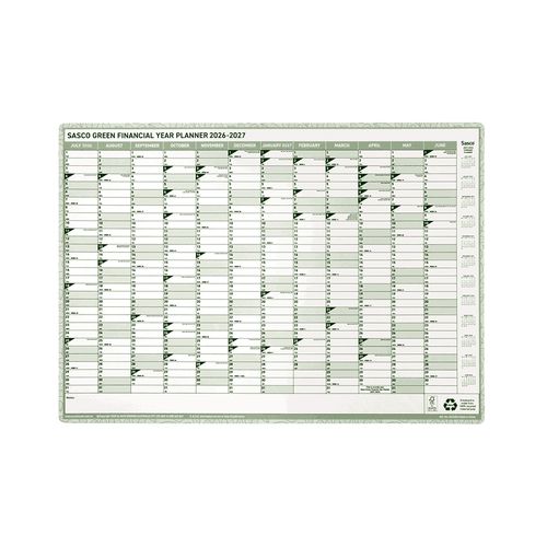 2026-2027 Sasco Eco Wall Planner 562 Financial Year July-June 500x700mm