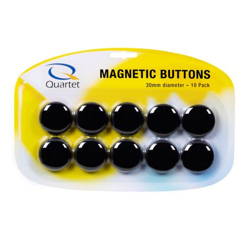 Quartet Magnet Buttons 30mm Black Pack 10