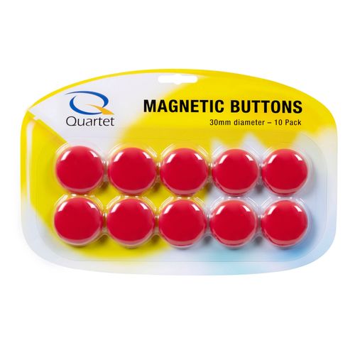 Quartet Magnet Buttons 30mm Red Pack 10