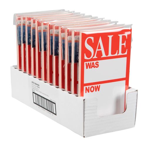 Quikstik Display Tickets Was/Now 75x125mm Pack 120