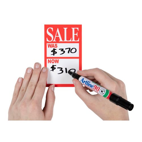 Quikstik Display Tickets Was/Now 75x125mm Pack 120