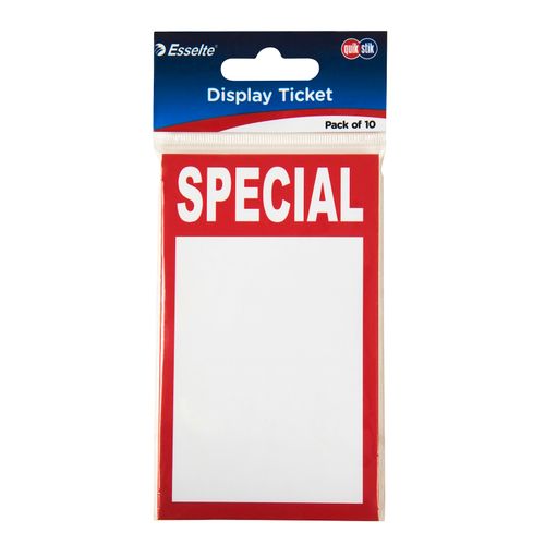 Quikstik Display Tickets Special 75x125mm Pack 120