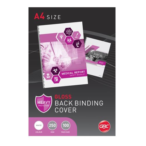 Gbc Gloss Binding Covers A4 250gsm White Box 100