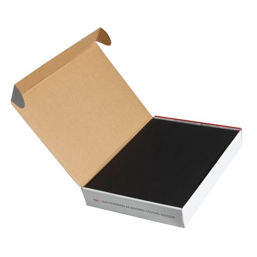 Gbc Binding Cover A4 Leathergrain 300gsm Black Pack 100