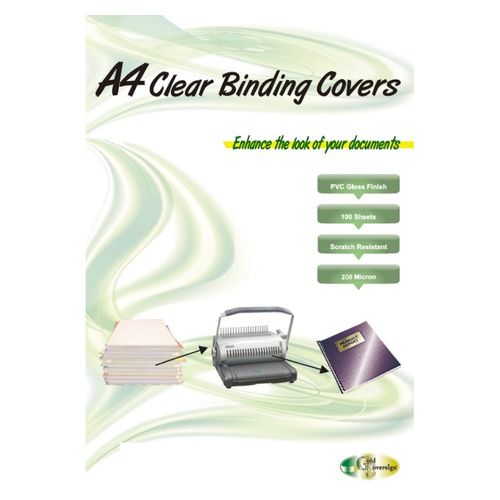 Sovereign Plastic Binding Cover A4 200 Micron Clear Pack 100