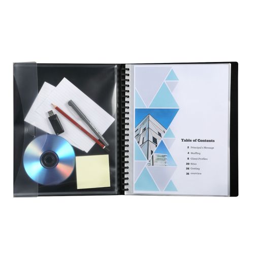 Marbig Professional Refillable Display Book 20 Pocket Black With Wallet