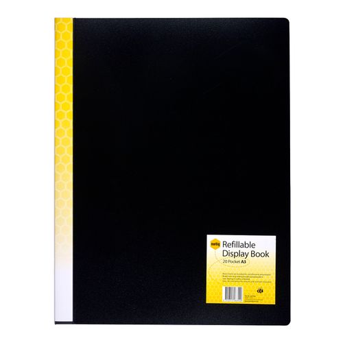 Marbig Refillable Display Book A3 20 Pockets Black