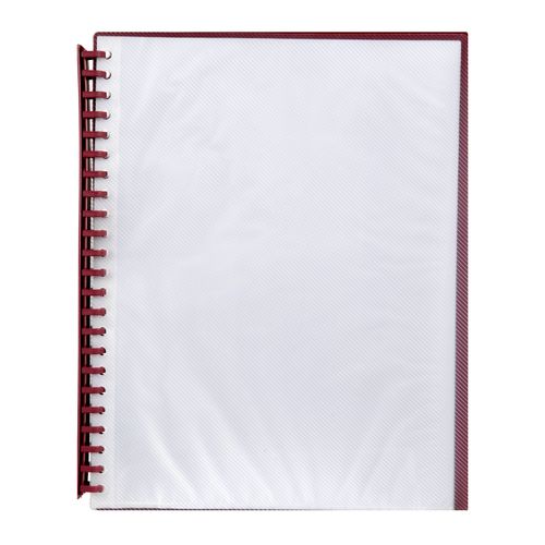 Marbig Display Book A4 Refillable 20 Pocket Clear/Maroon