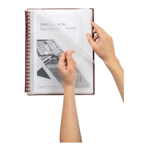 Marbig Display Book A4 Refillable 20 Pocket Clear/Maroon