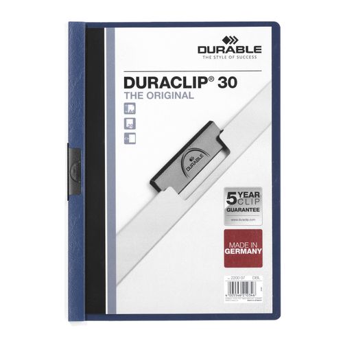 Durable Duraclip 30 Document File A4 30 Sheet Cap Dark Blue