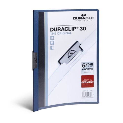 Durable Duraclip 30 Document File A4 30 Sheet Cap Dark Blue