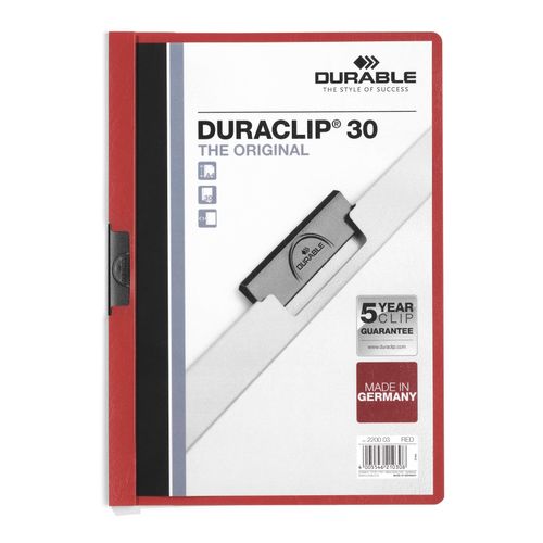 Durable Duraclip 30 Document File A4 30 Sheet Cap Red