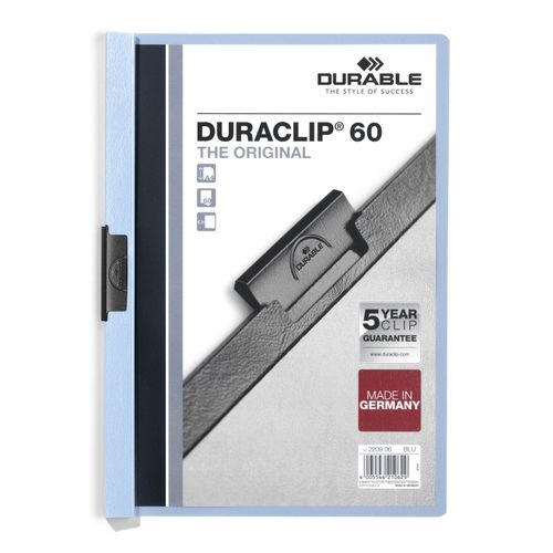 Durable Duraclip 60 Document File A4 60 Sheet Cap Blue