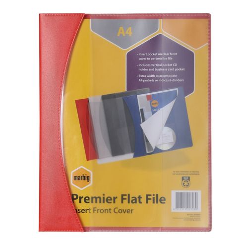Marbig Flat Files W/ Insert Cover A4 Premier Red