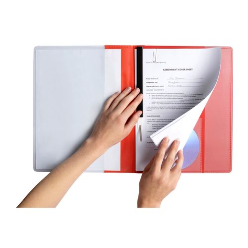 Marbig Flat Files W/ Insert Cover A4 Premier Red