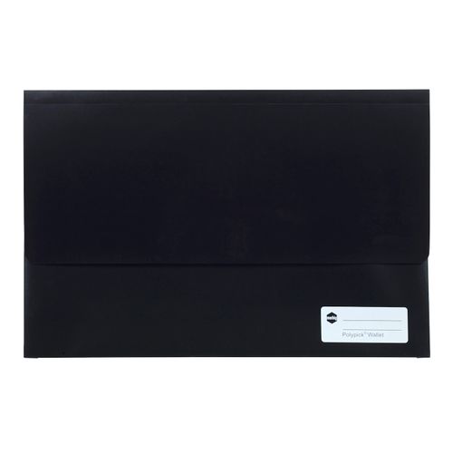 Marbig Polypick Document Wallet Foolscap Black - Sold Each (12 per pack)