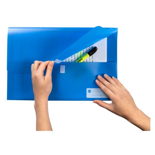 Marbig Polypick Document Wallet Foolscap Blue - Sold Each (12 per pack)