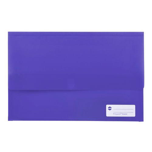 Marbig Polypick Document Wallet Foolscap Purple - Sold Each (12 per pack)