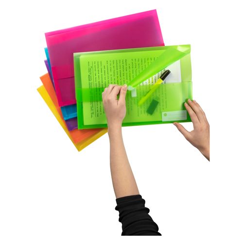 Marbig Polypick Document Wallet Foolscap Assorted Translucent Pack 12