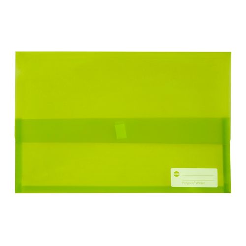 Marbig Polypick Document Wallet Foolscap Translucent Lime - Sold Each (12 per pack)
