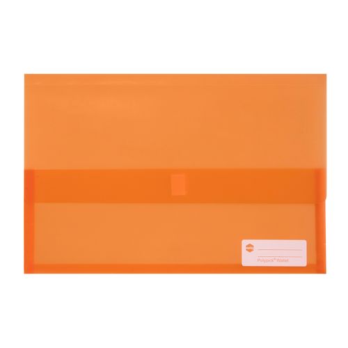 Marbig Polypick Document Wallet Foolscap Translucent Orange - Sold Each (12 per pack)