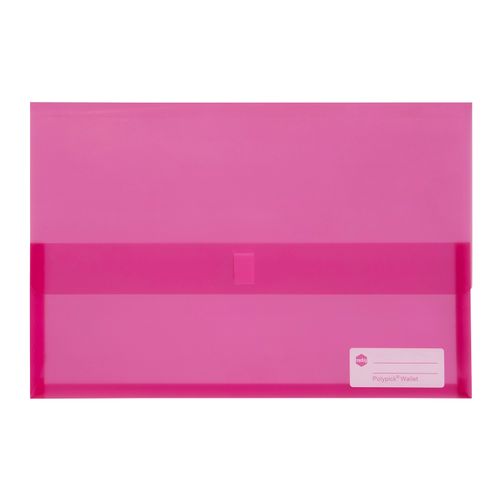 Marbig Polypick Document Wallet Foolscap Translucent Pink - Sold Each (12 per pack)