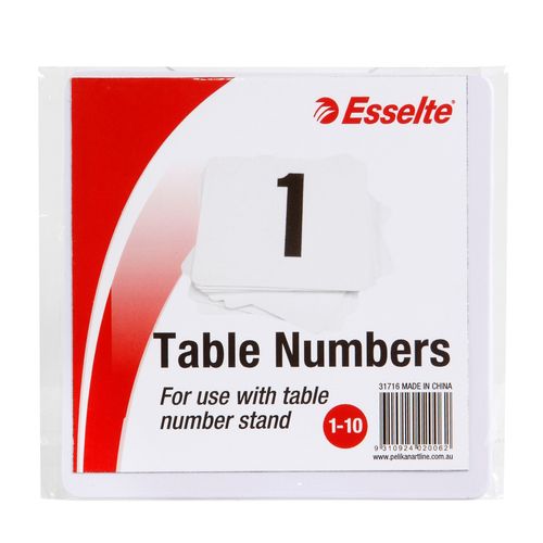 Esselte Table Numbers 31716 1-10 10x10cm White Pack 10