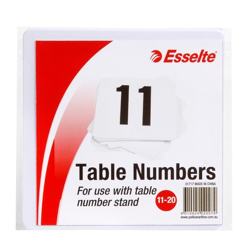 Esselte Table Numbers 31717 11-20 10x10cm White Pack 10