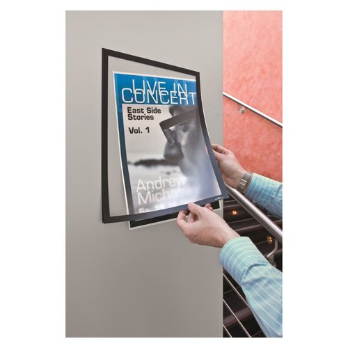 Durable Duraframe Self Adhesive Sign Holders A3 Black Pack 2