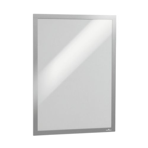 Durable Duraframe Self Adhesive Sign Holders A3 Silver Pack 2