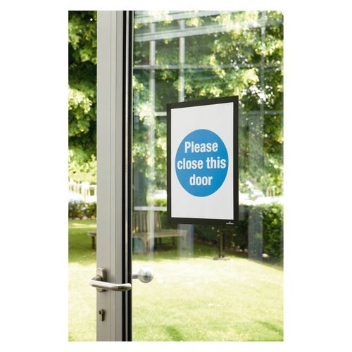 Durable Duraframe Self Adhesive Sign Holders A4 Black Pack 2