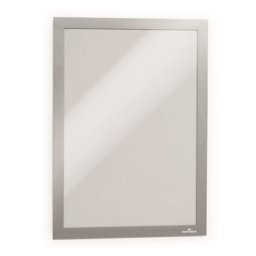Durable Duraframe Self Adhesive Sign Holders A4 Silver Pack 2