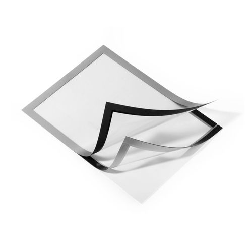 Durable Duraframe Self Adhesive Sign Holders A4 Silver Pack 2